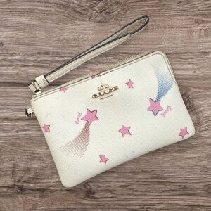 COACH Disco Star Corner Zip Wallet Wristlet Pink Shooting Stars